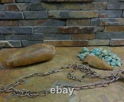 #1 Rare Early Navajo Kachina Turquoise Sterling Necklace Squash Blossom Old Pawn