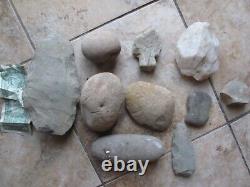 10 Nice Early Native American LG 8 Stone Ax & Tomahawk Heads, Pottery, Virginia