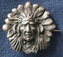 1373-Antique sterling silver Early American Indian pin