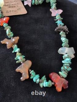 1850s Zuni Museum Display Piece Turquoise Necklace Multistone Rare Early Design