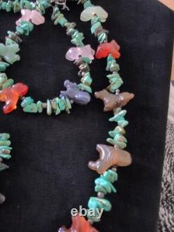 1850s Zuni Museum Display Piece Turquoise Necklace Multistone Rare Early Design