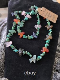 1850s Zuni Museum Display Piece Turquoise Necklace Multistone Rare Early Design