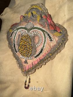 1860s- Early 1900s Iroquois Beaded Pillow Wall hanger. 12x8