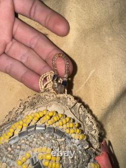 1860s- Early 1900s Iroquois Beaded Pillow Wall hanger. 12x8