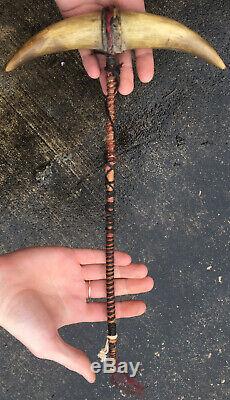 1890's Rare & Early Antique Native American Ghost Dance Horn Rattle 19th Century