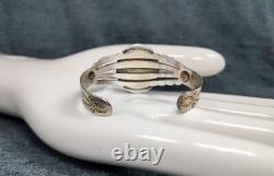 1900s Native American Sterling Silver Petrified Wood Cuff Bracelet Fred Harvey