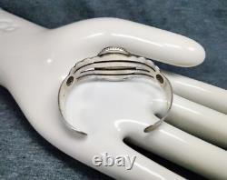 1900s Native American Sterling Silver Petrified Wood Cuff Bracelet Fred Harvey