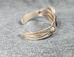 1900s Native American Sterling Silver Petrified Wood Cuff Bracelet Fred Harvey