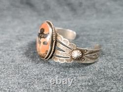 1900s Native American Sterling Silver Petrified Wood Cuff Bracelet Fred Harvey