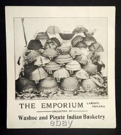 1919 Emporium Washoe & Piaute Indian Baskets Advertising Cover Ad Carson City NV
