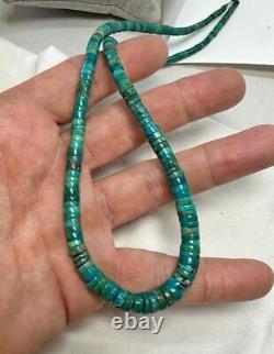 1920s EARLY Santo Domingo Pueblo Greasy Caribbean BLUE HEISHI Turquoise Necklace