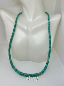 1920s EARLY Santo Domingo Pueblo Greasy Caribbean BLUE HEISHI Turquoise Necklace