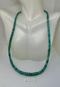 1920s EARLY Santo Domingo Pueblo Greasy Caribbean BLUE HEISHI Turquoise Necklace