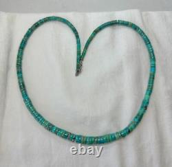 1920s EARLY Santo Domingo Pueblo Greasy Caribbean BLUE HEISHI Turquoise Necklace