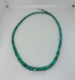 1920s EARLY Santo Domingo Pueblo Greasy Caribbean BLUE HEISHI Turquoise Necklace