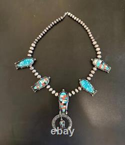 1920s EARLY Santo Domingo Pueblo Greasy Caribbean BLUE HEISHI Turquoise Necklace