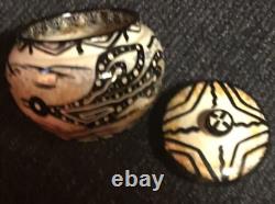 1948 EARLY Mana Signed Art Pottery Arizona Native American Covered Pot 4.5 1981