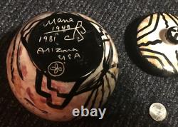 1948 EARLY Mana Signed Art Pottery Arizona Native American Covered Pot 4.5 1981