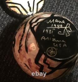 1948 EARLY Mana Signed Art Pottery Arizona Native American Covered Pot 4.5 1981