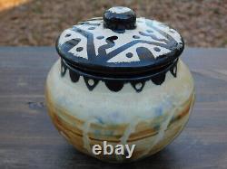 1948 EARLY Mana Signed Art Pottery Arizona Native American Covered Pot 4.5 high