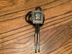 1950s EARLY VINTAGE STERLING SILVER NAVAJO BOLO TIE Old Style # 521