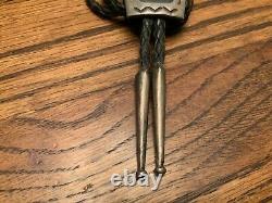 1950s EARLY VINTAGE STERLING SILVER NAVAJO BOLO TIE Old Style # 521