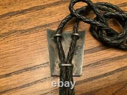 1950s EARLY VINTAGE STERLING SILVER NAVAJO BOLO TIE Old Style # 521