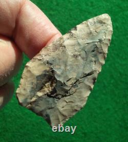 2-1/4 Fayette Knife Iowa Arrowhead- Ben Stermer Coa = Early Archaic Knife Form