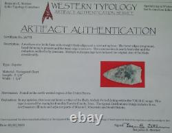 2-1/4 Fayette Knife Iowa Arrowhead- Ben Stermer Coa = Early Archaic Knife Form