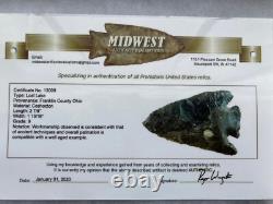 2 7/8 OH Coshocton Early Archaic Lost Lake Arrowhead, Ex-C. West, Midwest COA