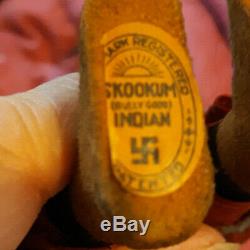 2 Antique Native American Indian SKOOKUMS Dolls Rare Early Label 1915-1920