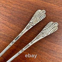 2 Early Native American Sterling Ingot Pour Whirling Thunderbird Iced Tea Spoons
