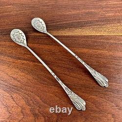 2 Early Native American Sterling Ingot Pour Whirling Thunderbird Iced Tea Spoons