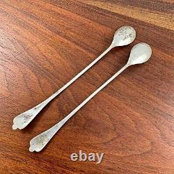 2 Early Native American Sterling Ingot Pour Whirling Thunderbird Iced Tea Spoons