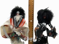 2 Kachada Kachina Native American Dolls The Early Morning The Raven Signed