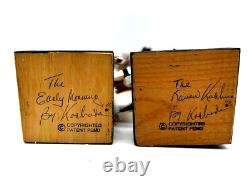 2 Kachada Kachina Native American Dolls The Early Morning The Raven Signed