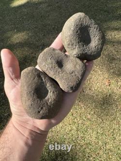 3 Very Nice Hardstone Nutting Stone Grindstone Tools From NEMississippi