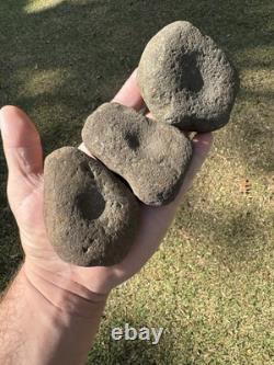 3 Very Nice Hardstone Nutting Stone Grindstone Tools From NEMississippi