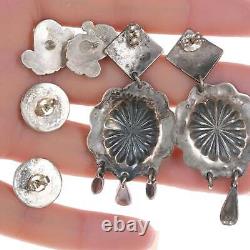 3 pr Simplicio Zuni and other Native American sterling earrings