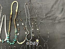 31 Assorted Native American Indian, Silver, and Native Stone Necklaces New Other