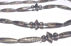 36 BENCH MADE Early OLD PAWN Sterling 925 NAVAJO Torpedo/Saucer BEAD NECKLACE