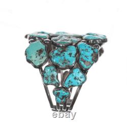 6.625 Early Zuni Ingot silver carved turquoise cuff bracelet