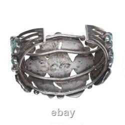 6.625 Early Zuni Ingot silver carved turquoise cuff bracelet