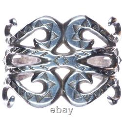 7 Early Navajo hand stamped cast silver cuff bracelet