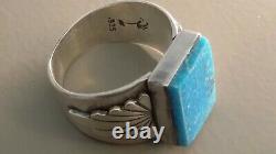 70's New Early Aaron Toadlena Navajo Kingman Mens Cigar Band Ring Sz 13.5