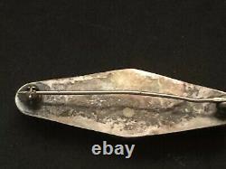 ANTIQUE EARLY 1900, s HAND STAMP ARROWS Coin Silver Fox Turquoise Pin Brooch