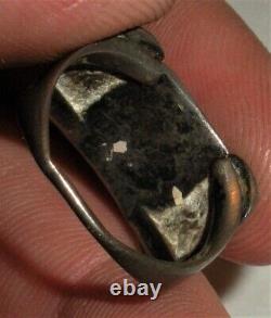 ANTIQUE EARLY WELL WORN NAVAJO TURQUOISE STERLING SILVER RING SIZE 6 vafo
