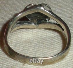 ANTIQUE NAVAJO HEART STERLING SILVER RING GREAT EARLY DESIGN SIZE 5 vafo