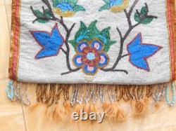 ANTIQUE c1870-90s CHIPPEWA INDIAN BEADED BANDOLIER BAG ADULT SIZE EARLY XMPL