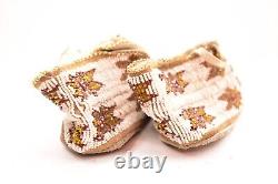 ATQ Full Beaded Cheyenne Indian Hide Moccasins Early 1900s 10 Native American